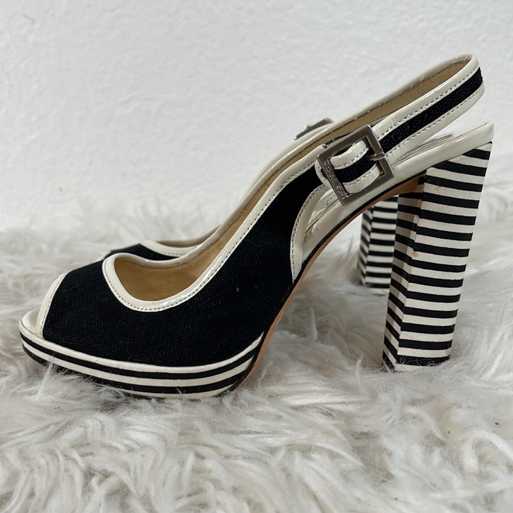 Michael Michael Kors Sofia Sling Backs Canvas/Lea… - image 1